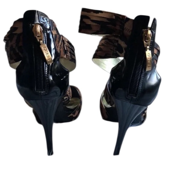 Guess Sabin size 10 leopard print satin platform gladiator heels NIB - Picture 8 of 13